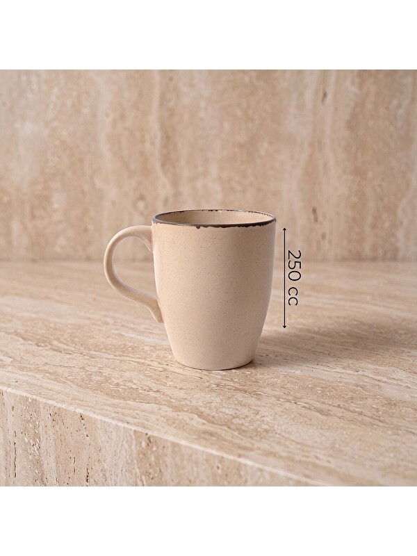 GÜRAL PORSELEN Barista Bej Mat Porselen Kupa Bardak Seti 2li