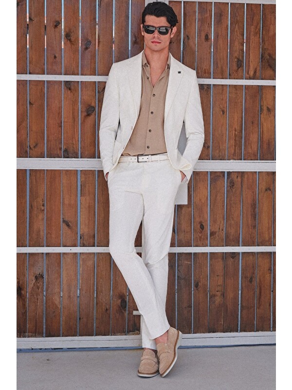 İMZA Kahverengi Biritli Yaka Uzun Kol Cepsiz Slim Fit Pamuklu Gömlek 1004260207