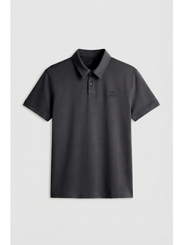 Tommylife Antrasit Standart Kalıp Basic Polo Yaka Erkek T-Shirt - 87748