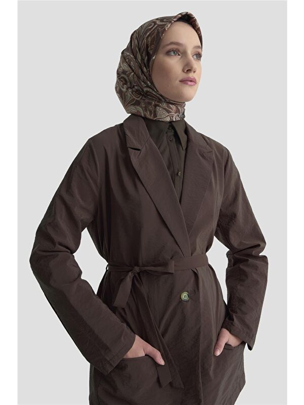 ARMİNE Kırışık Efektli Blazer Ceket 25Kd9004 Kahverengi