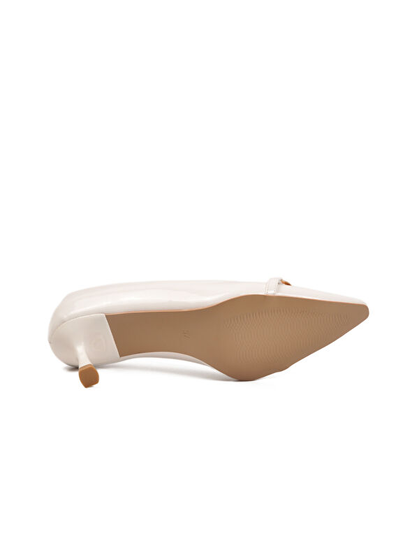 Beyaz İnce Kısa Topuklu Kadın Abiye Ayakkabı 695029 Z - Görsel 6