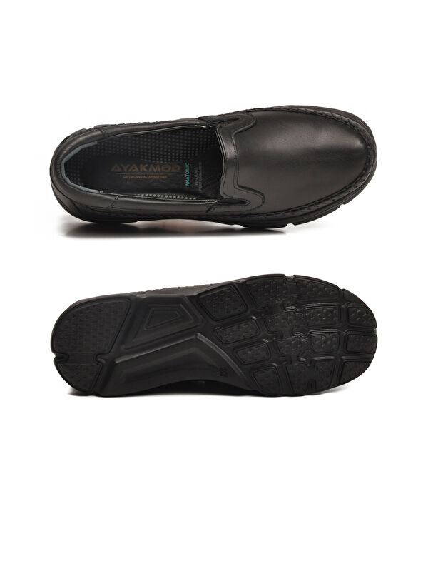 Siyah Hakiki Deri Ortopedik Kadın Casual Ayakkabı 602 Z - Görsel 6