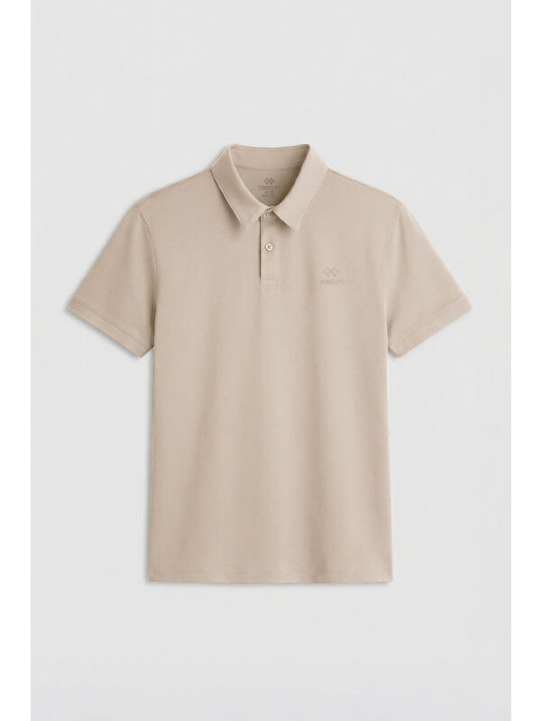 Tommylife Bej Standart Kalıp Basic Polo Yaka Erkek T-Shirt - 87748
