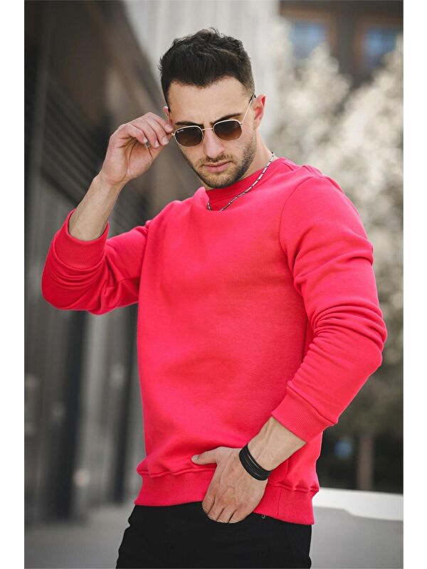 Oksit Gomez Dar Kesim Üç İplik Şardonlu İçi Pamuklu Bisiklet Yaka Sweatshirt