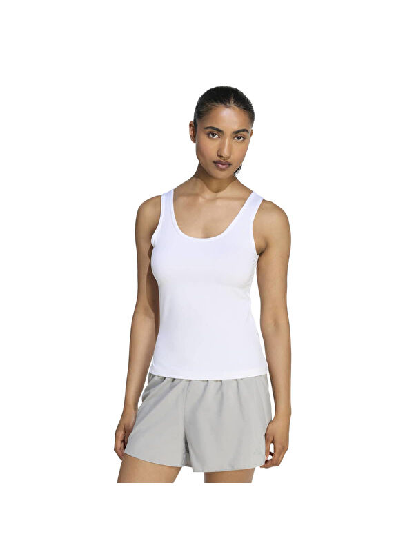 Adidas Running Essentials Kadın Beyaz Yuvarlak Yaka Atlet