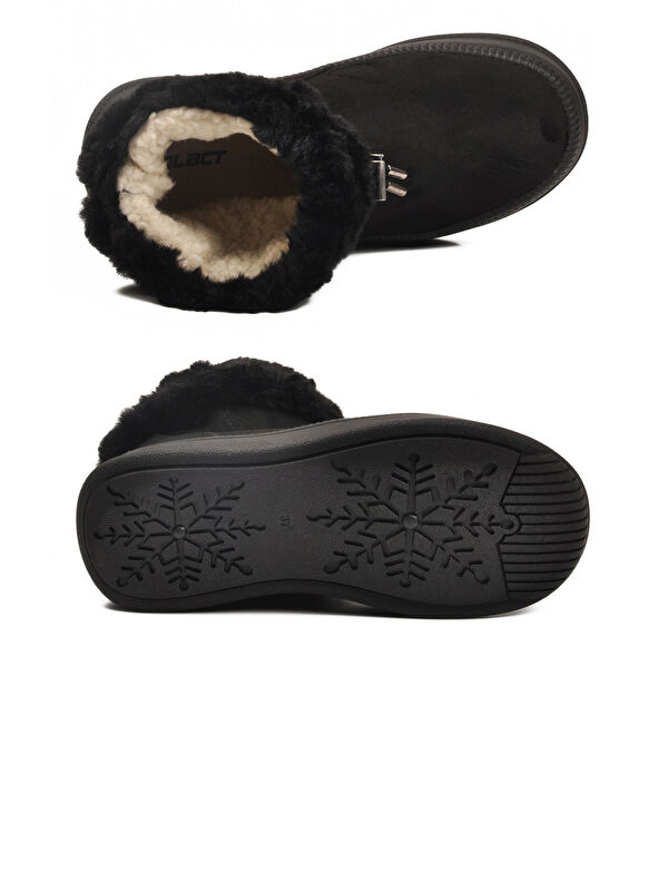 Siyah Kürklü Kaymaz Soğuğa Dirençli Kadın Bot 25003 Z - Görsel 6