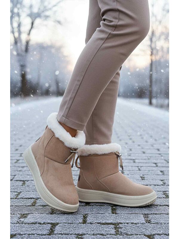 Vizon Kürklü Kaymaz Soğuğa Dirençli Kadın Bot 25003 Z - Görsel 4