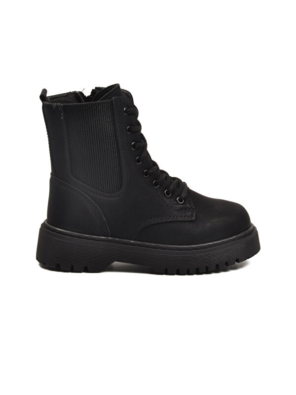 Siyah Zümrüt Polarlı Kaymaz Soğuğa Dirençli Deri Çocuk Bot Tuno 07 F - Görsel 3