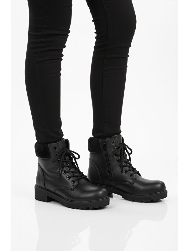 Siyah İçi Polarlı Kaymaz Kadın Bot Marc 4030 Z - Görsel 2