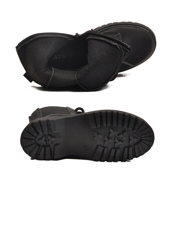 Siyah Zümrüt Polarlı Kaymaz Soğuğa Dirençli Deri Çocuk Bot Tuno 07 F - Görsel 6