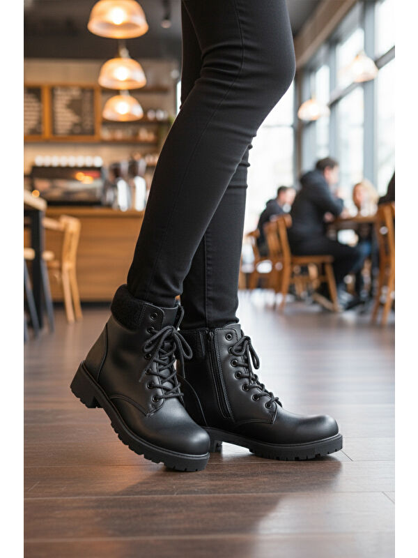 Siyah İçi Polarlı Kaymaz Kadın Bot Marc 4030 Z - Görsel 4