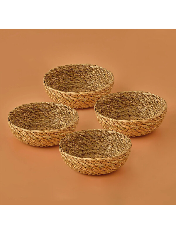 Bella Maison Carmen Hasır Sepet 4'lü Naturel (10/15x4 cm)