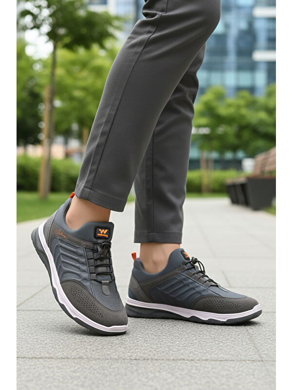 Füme Elastik Bağcıklı Hafif Esnek Erkek Spor Ayakkabı Dong 2534 M - Görsel 4