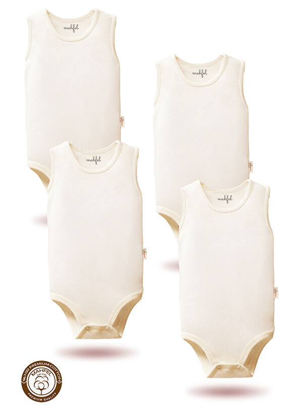 Mahfel %100 Pamuklu Atlet 4'lü Baskısız Çıtçıtlı Bebek Body Zıbın FS