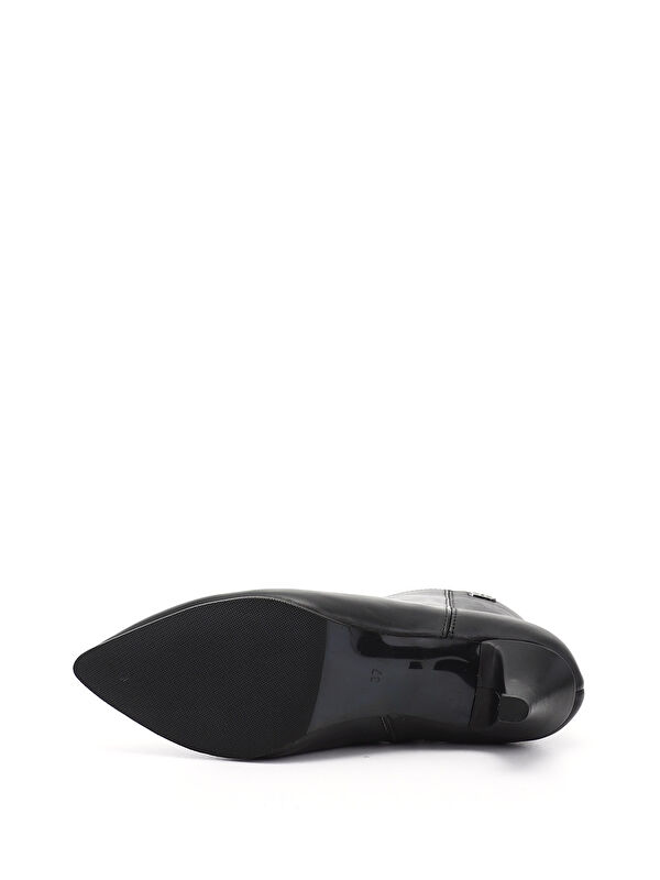 Kadın AÇIK SİYAH Fermuarlı Sivri Burun Hakiki Deri Bot - Görsel 5