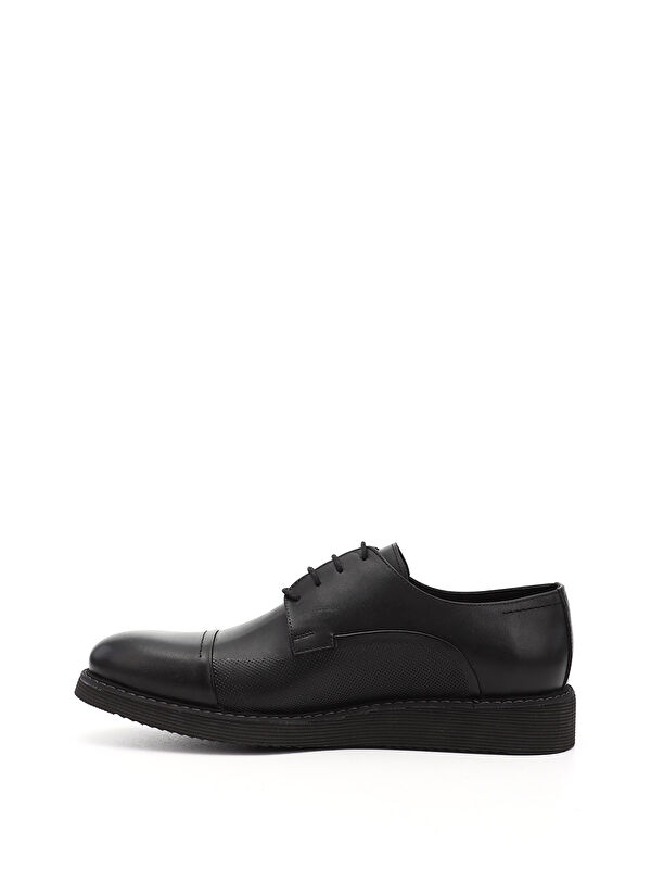 Erkek AÇIK SİYAH Bağcıklı Hakiki Deri Klasik Ayakkabı - Görsel 4