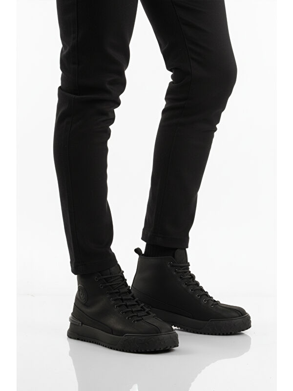 Siyah Nubuk Hakiki Deri Kaymaz Erkek Bot 260014 M - Görsel 2