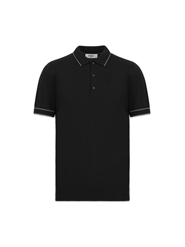 Kiğılı Regular Fit Şerit Detaylı Polo Yaka Triko Tişört