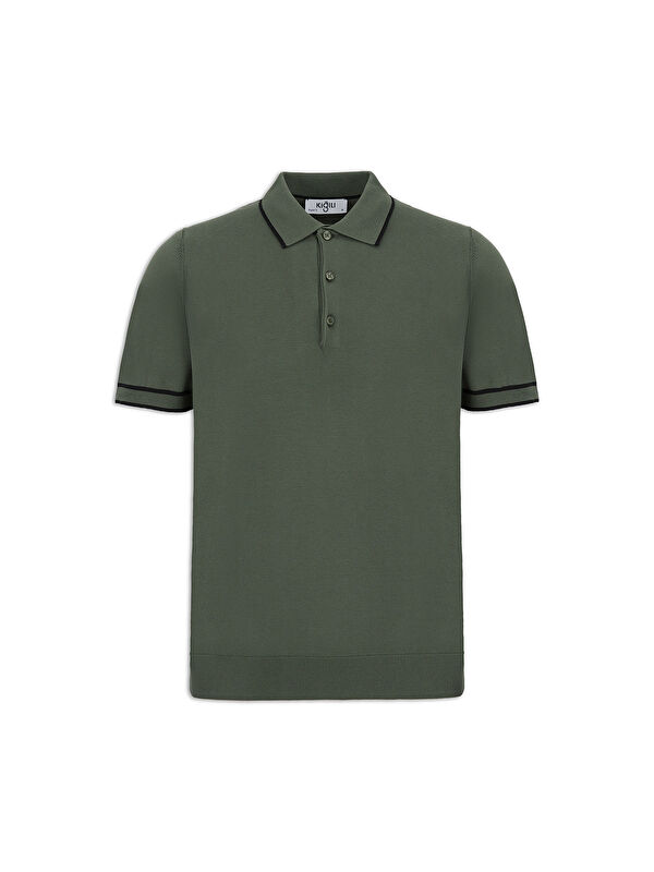 Kiğılı Regular Fit Şerit Detaylı Polo Yaka Triko Tişört