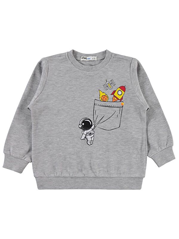 Civil Boys Astronot Baskılı 2-5 Yaş Sweatshirt Km - Gri 2-3 Yaş