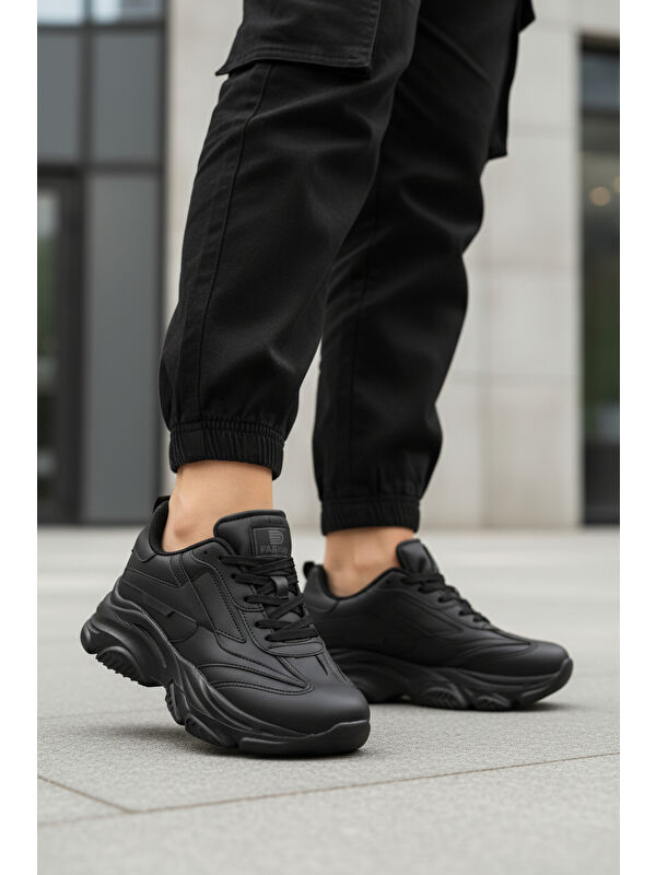 Siyah Bağcıklı Kadın Sneaker DRK171 G - Görsel 4