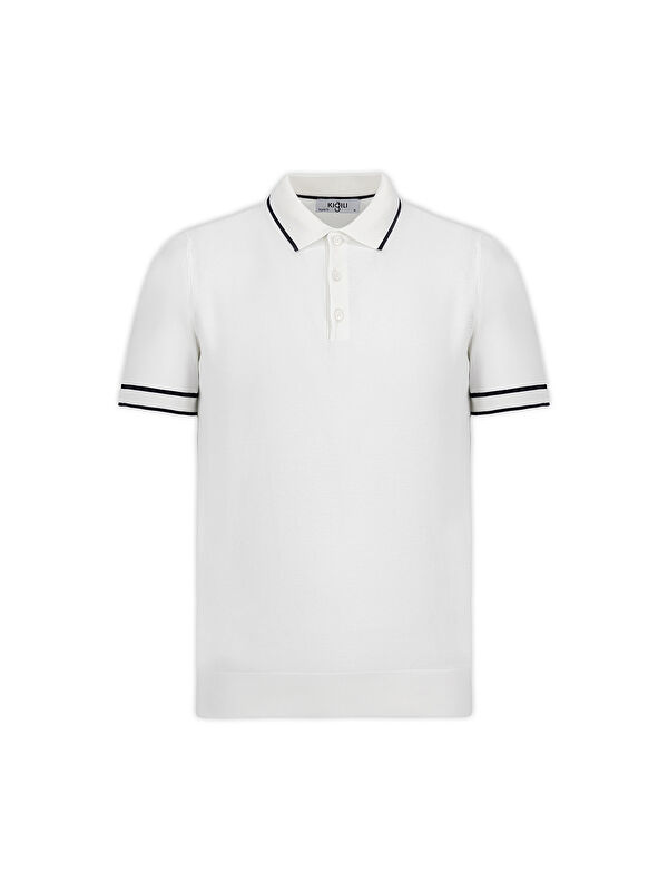 Kiğılı Regular Fit Şerit Detaylı Polo Yaka Triko Tişört