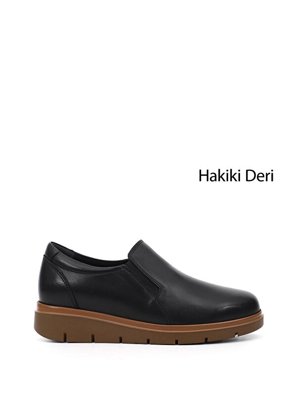 GÖNDERİ(R) Kadın SİYAH Dolgu Taban Hakiki Deri Ayakkabı