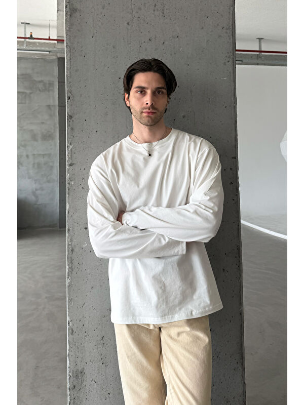 HYMAN Erkek Oversize Uzun Kollu Basic T-shirt