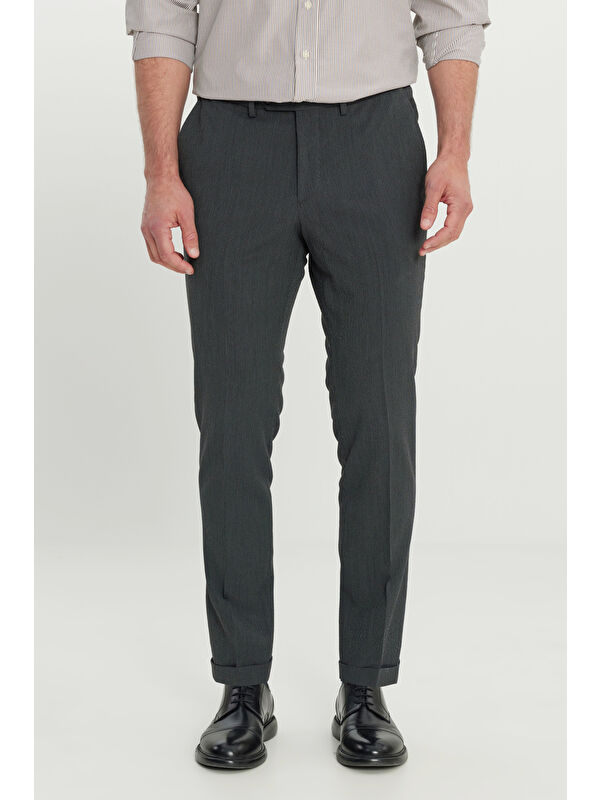 Altınyıldız Classics Erkek Antrasit Slim Fit Dar Kesim Beli Lastikli Yan Cep Klasik Pantolon