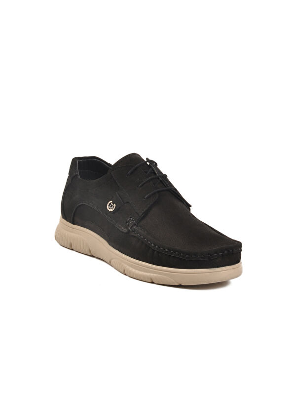 Siyah Nubuk Hakiki Deri Erkek Casual Ayakkabı 232061 M - Görsel 4