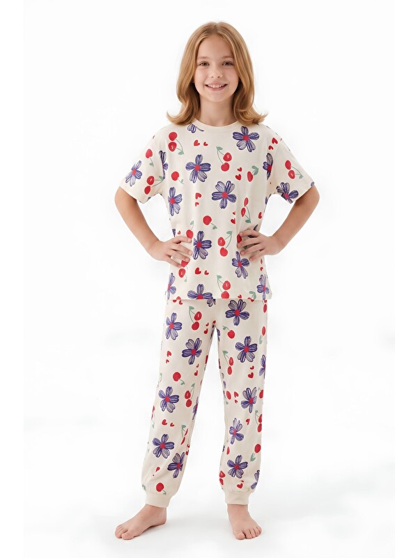 Modanino Kız Çocuk %100 Pamuk Pijama Takımı 3-13 Yaş 12713IS
