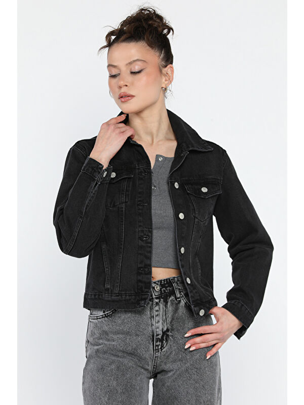 Gülseli Kadın Slim Fit Jean Ceket