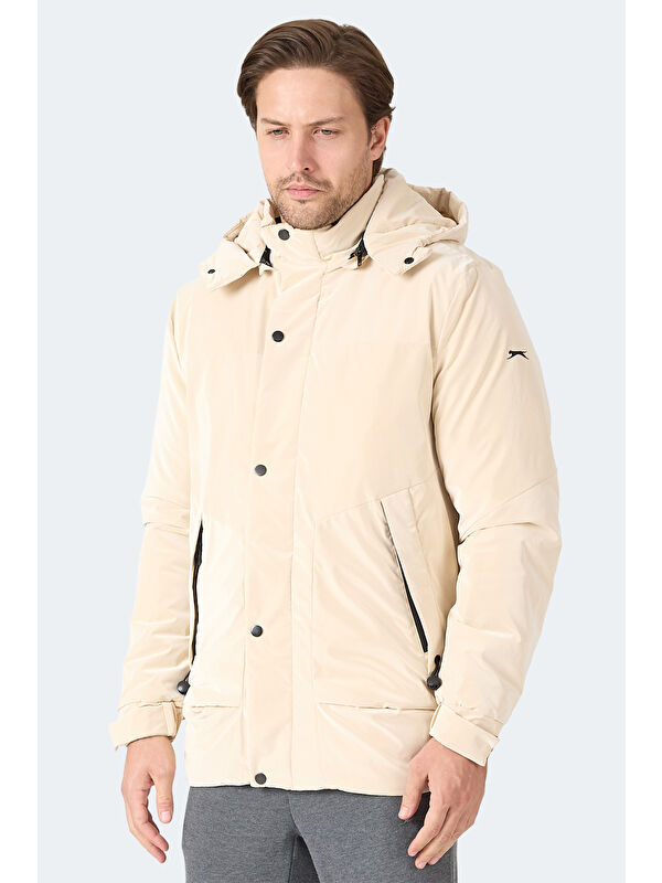 SLAZENGER GRIM Erkek Çıkarılabilir Kapüşonlu Bej Mont & Kaban