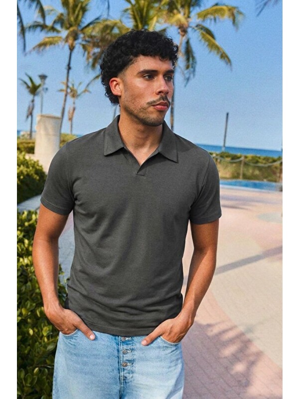 COMBINE Erkek Trend Polo Yaka Günlük Füme Tişört