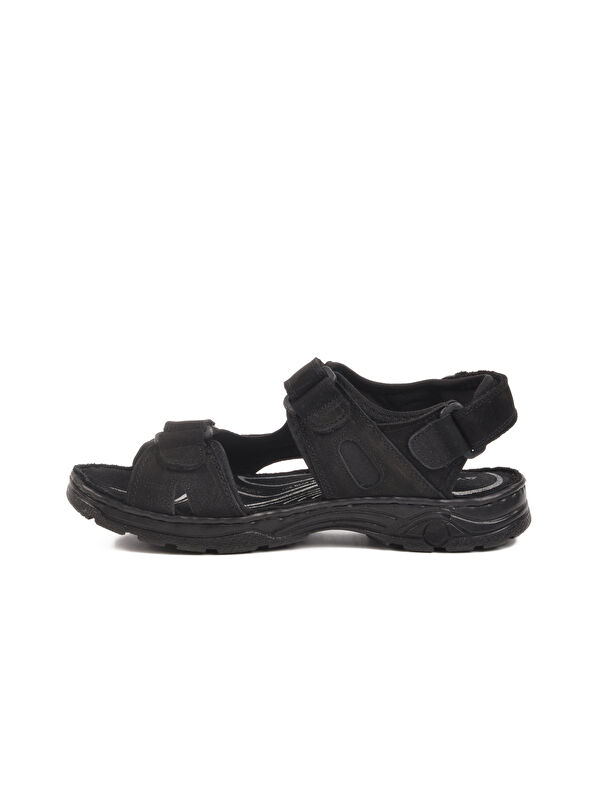 Siyah Nubuk Erkek Çocuk Cırtlı Spor Sandalet 1305 G - Görsel 3