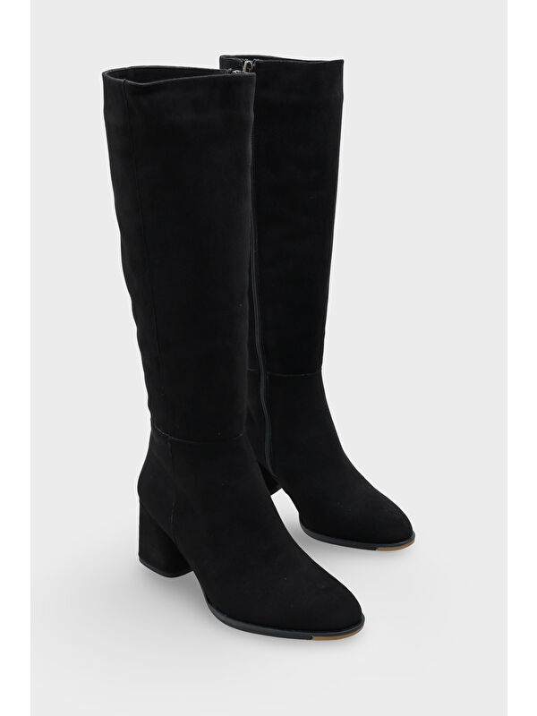 Cathrine Oval Burunlu Yandan Fermuarlı Topuklu Süet Kadın Çizme - Görsel 4