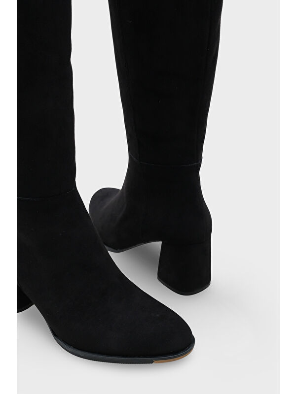 Cathrine Oval Burunlu Yandan Fermuarlı Topuklu Süet Kadın Çizme - Görsel 7