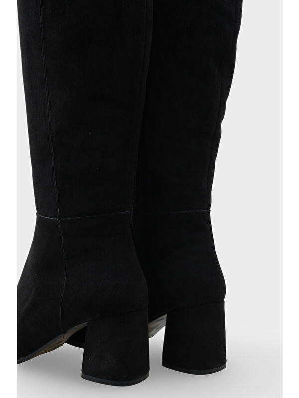 Cathrine Oval Burunlu Yandan Fermuarlı Topuklu Süet Kadın Çizme - Görsel 8