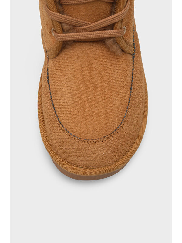 Madeline Kalın Tabanlı Yuvarlak Burunlu Bağcıklı Kürklü Kadın Bot - Görsel 5