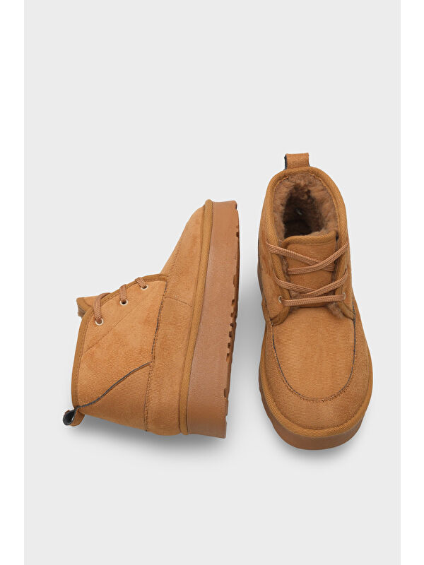 Madeline Kalın Tabanlı Yuvarlak Burunlu Bağcıklı Kürklü Kadın Bot - Görsel 8