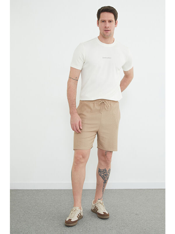 Fullamoda Fitilli Beli Lastikli Bağlamalı Şort
