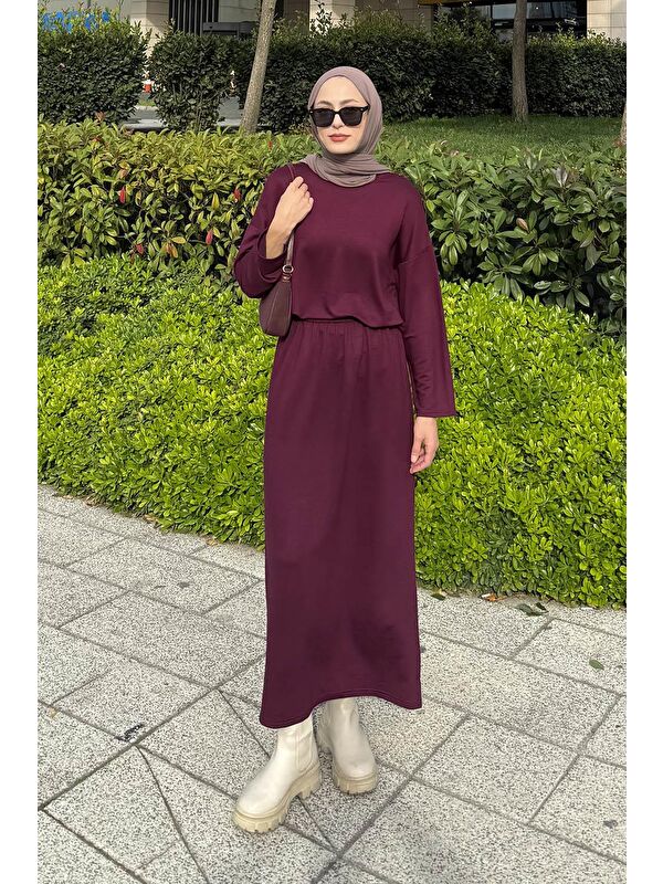 Lamelif Kristal Etekli Takım Mürdüm