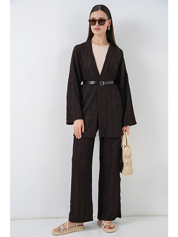 Bigdart Kadın Kimono Pantolon İkili Takım 30078 - Kahverengi