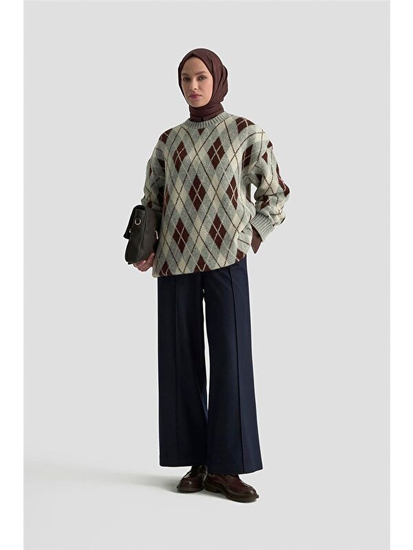 ARMİNE Beli Lastikli Palazzo Pantolon 25K2703 Lacivert