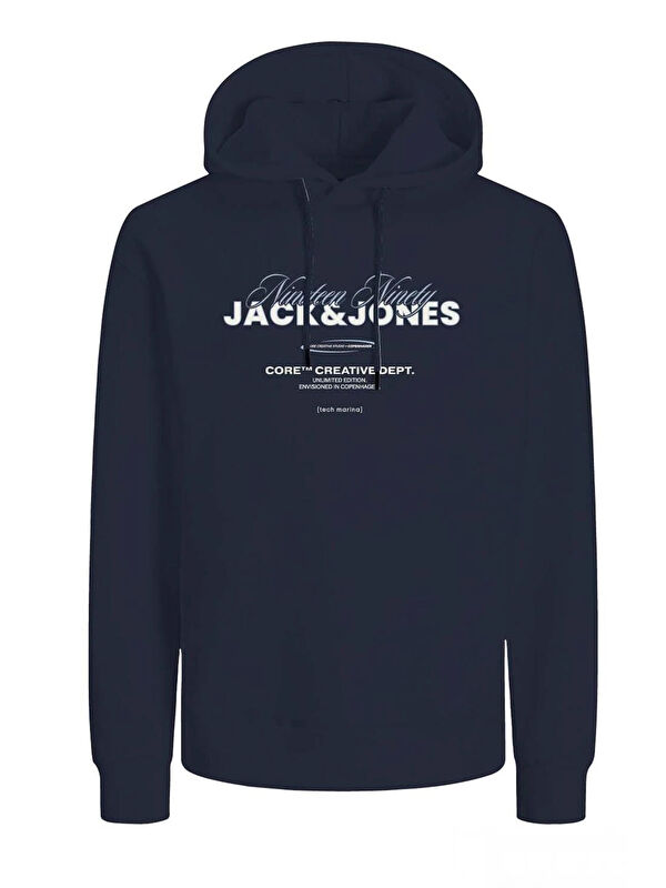 Jack & Jones Core Jcoboost Pamuklu Regular Fit Sırt Baskılı Kapüşonlu Sweat 12284471