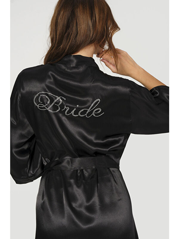 LOYA Siyah Bride Saten Sabahlık