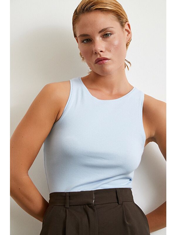Never More Basic Crop Top Mavi
