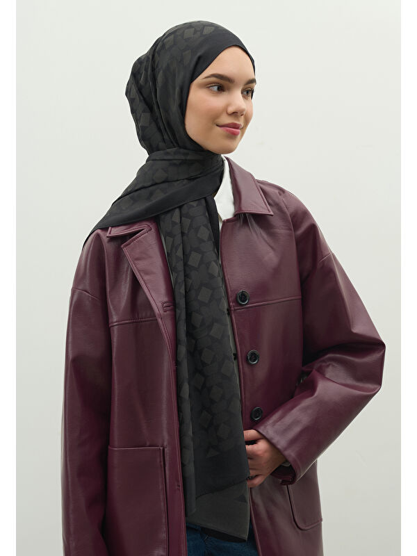 Fresh Scarfs OSLO PAMUK FLOŞ JAKARLI ŞAL ANTRASİT