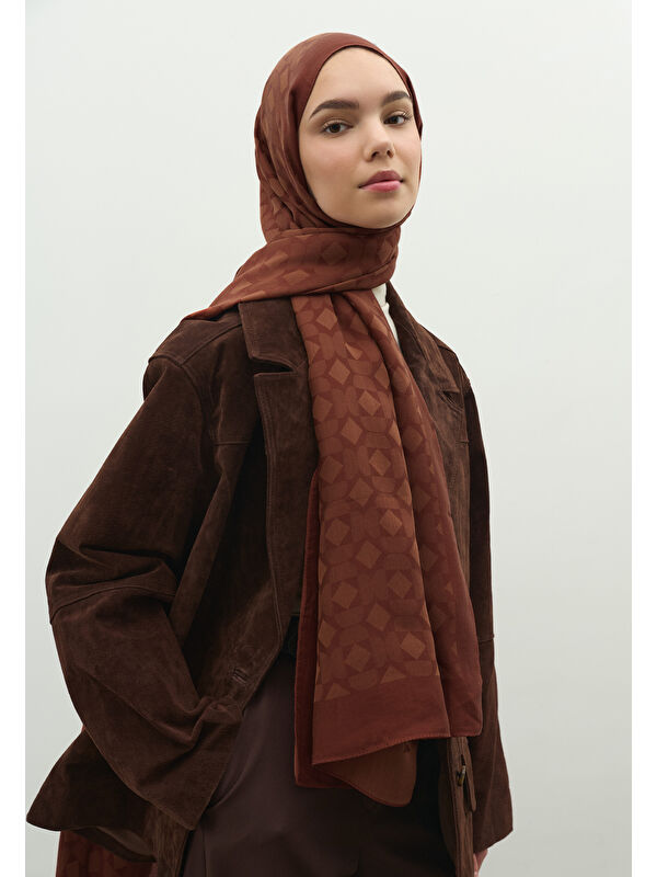 Fresh Scarfs OSLO PAMUK FLOŞ JAKARLI ŞAL KİREMİT