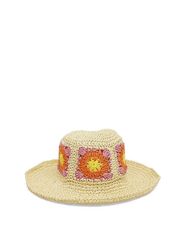 Butigo FLOWER STRAW HAT-W 4FX Çok Renkli Kadın Hasır Şapka